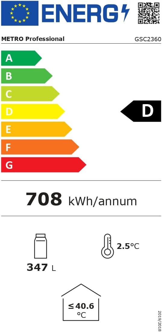 METRO Professional Réfrigérateur à Boissons GSC2360B, Acier/Verre, 62 x 63.6 x 175.3 cm, 347 L, avec Serrure, Noir
