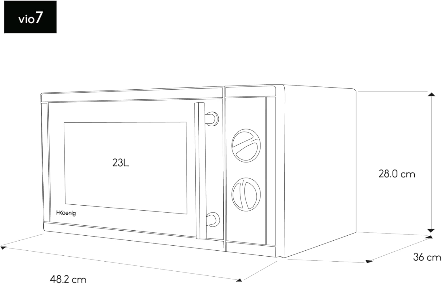 H.Koenig Micro-Ondes Four Grill 2 en 1 VIO9, 25L, Plateau tournant 27cm, 10 modes de cuisson jusqu’à 1000W, Décongélation, Cuisson combinée, écran LCD [Classe énergétique A+]