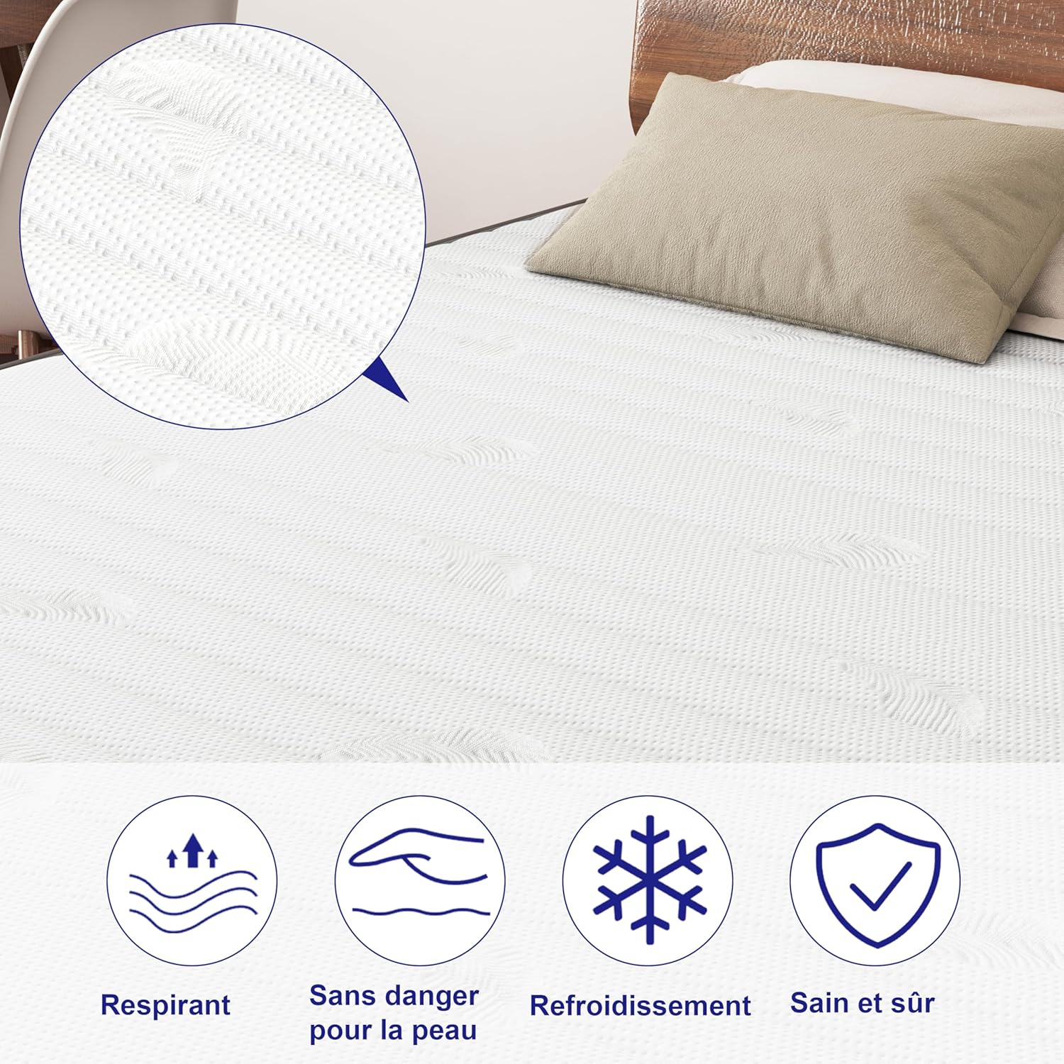 MOLPHIT Oeko-TEX Certified Mattress 90 x 190 cm, Thickness 25 cm, Independent Pocket Sprung Mattress, Adult and Children's Bed Mattress, Single Mattress, Perfect Support, Durable and Quiet