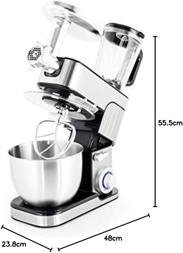 Antara Pro KitchenCook Stainless Steel Mixer with Mincer 5.5 L Grey