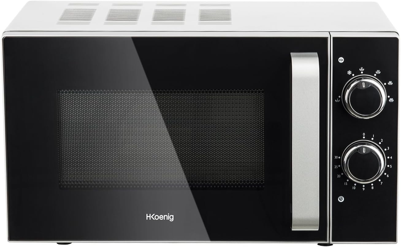 H.Koenig Micro-Ondes Four Grill 2 en 1 VIO9, 25L, Plateau tournant 27cm, 10 modes de cuisson jusqu’à 1000W, Décongélation, Cuisson combinée, écran LCD [Classe énergétique A+]