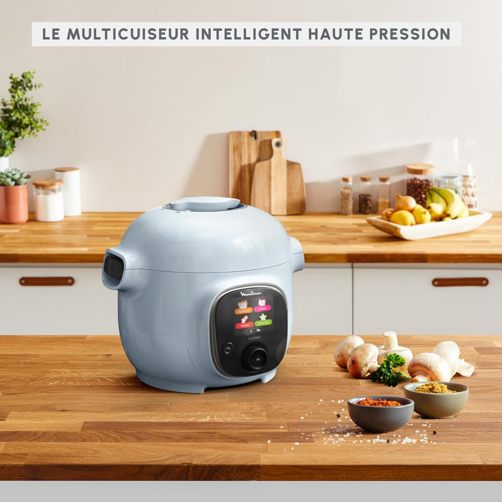 Moulinex Cookeo Mini Smart High Pressure Multicooker, 3L, 2 People, 150 Built-in Recipes, Unattended Cooking, Step-by-Step Guide, Compact, Moulinex App CE880410