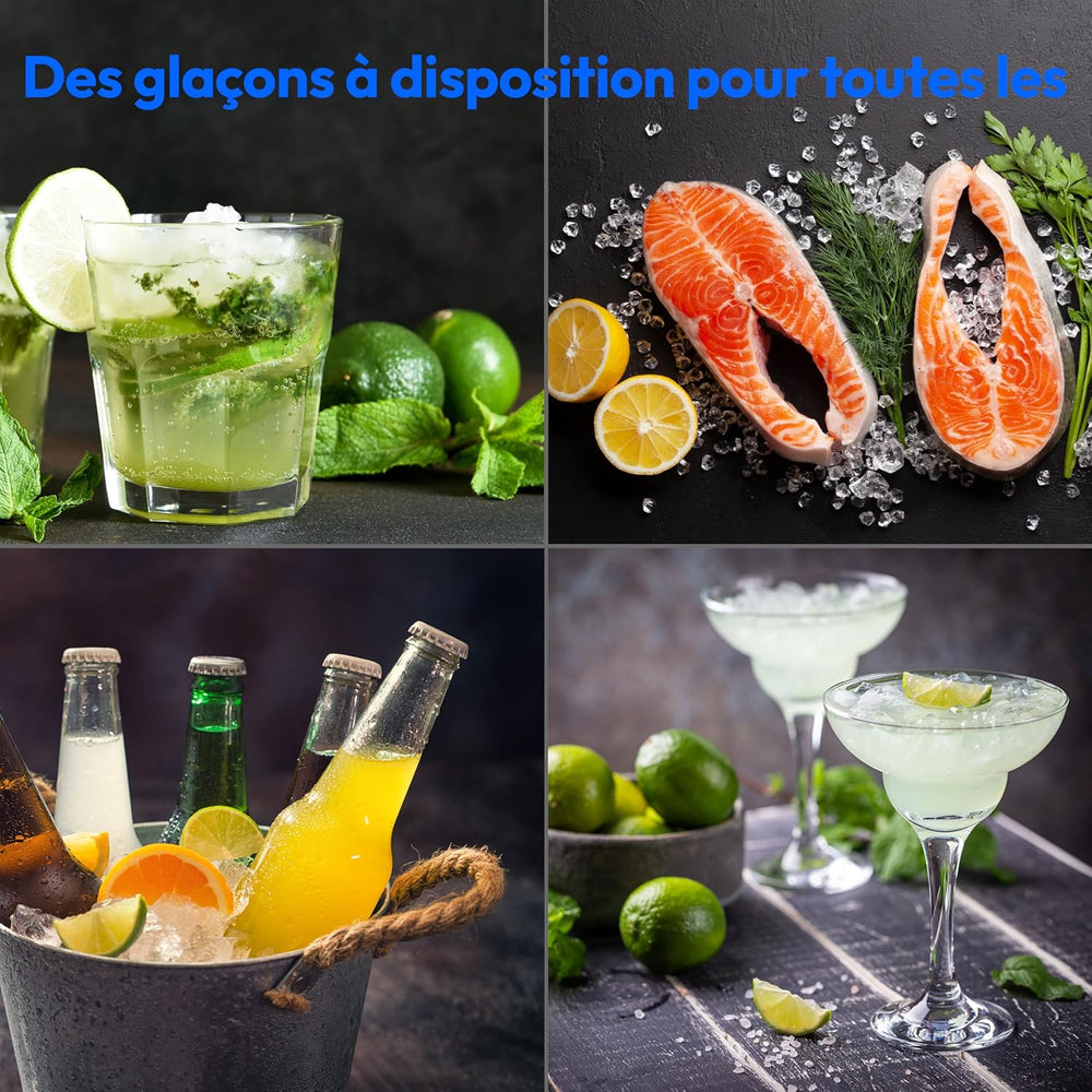 MEDION Ice maker (ice cube size small & large, 2.6 litre water tank, short production time approx. 10 minutes, crystal clear ice cubes, self-cleaning, control window, screen,