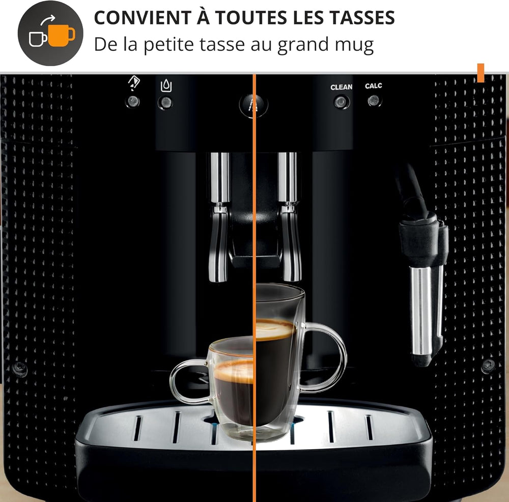 Krups Coffee Bean Machine, 1.7 L, 2 Cups Simultaneously, Automatic Cleaning, Steam Nozzle for Cappuccino, Espresso Maker, Essential Black YY8125FD