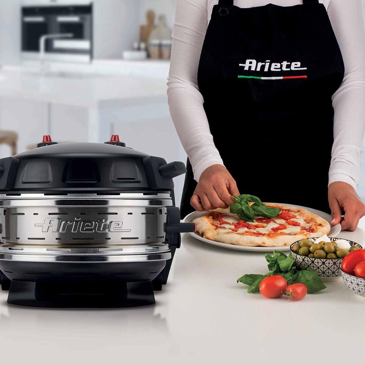 Ariete Pizza Oven 918, Pizza 4 Minutes, 5 Cooking Levels, Refractory Plate for Heating, Wooden Blades Included, Maximum Temperature 400°C, 1200W, White