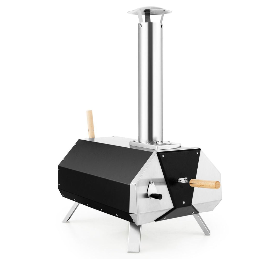 Four  Pizza Extrieur en Acier Inoxydable avec Pierre  Pizza de 30,5cm Four  Bois pour Pizza avec Pelle Pare-feu Pieds Pliables -
