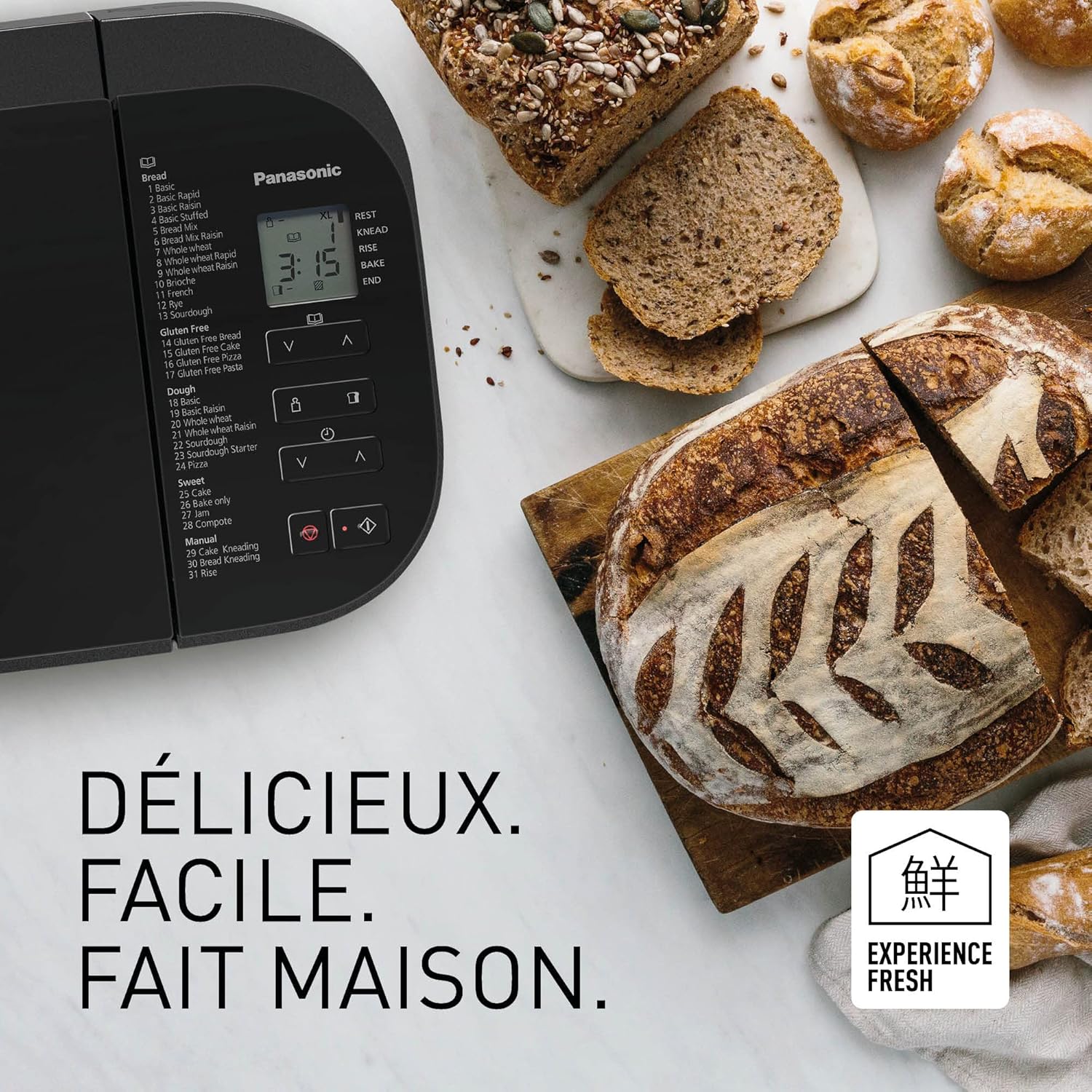 Panasonic SD-YR2550SXE Automatic Bread Maker, Raisin, Nut and Yeast Dispensers, 31 Auto Programs, Dual Temperature Sensor, 13 Hour Digital Timer, LCD Display, Silver