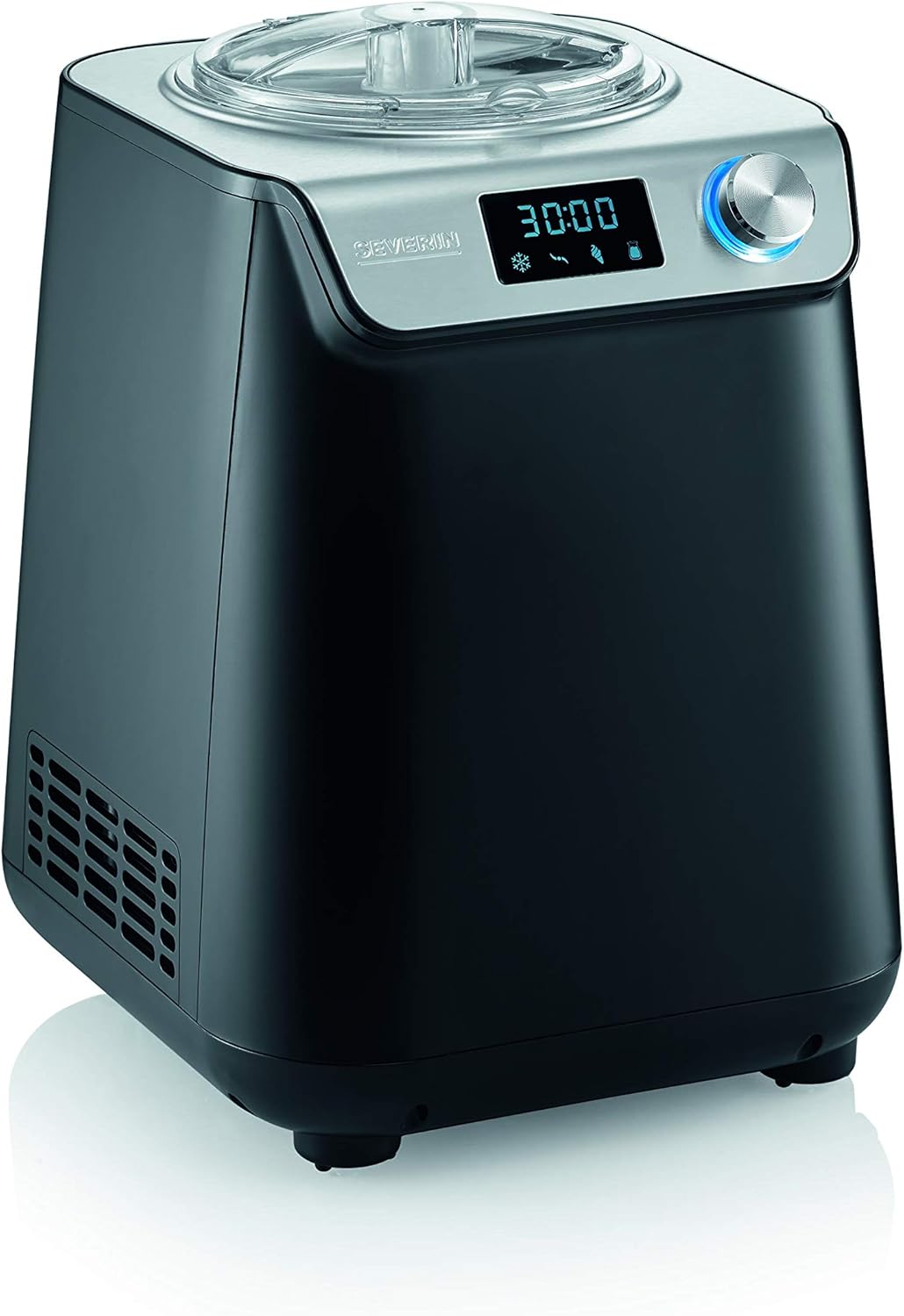 SEVERIN Sorbetière 2-en-1 Compacte 135 W, Sorbetière électrique et yaourtière d'une capacité 1,2 L, Machine à glace avec livre de recettes, noir, EZ 7407