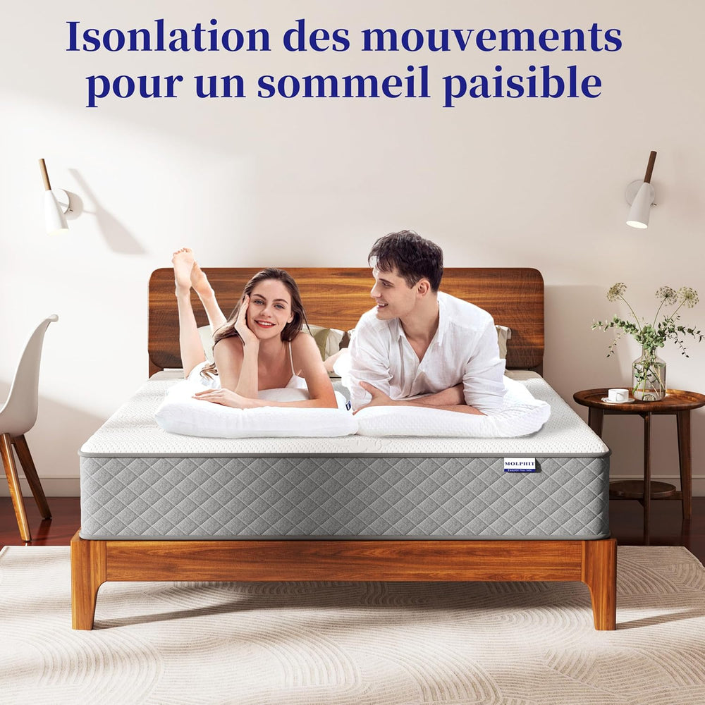 MOLPHIT Oeko-TEX Certified Mattress 90 x 190 cm, Thickness 25 cm, Independent Pocket Sprung Mattress, Adult and Children's Bed Mattress, Single Mattress, Perfect Support, Durable and Quiet