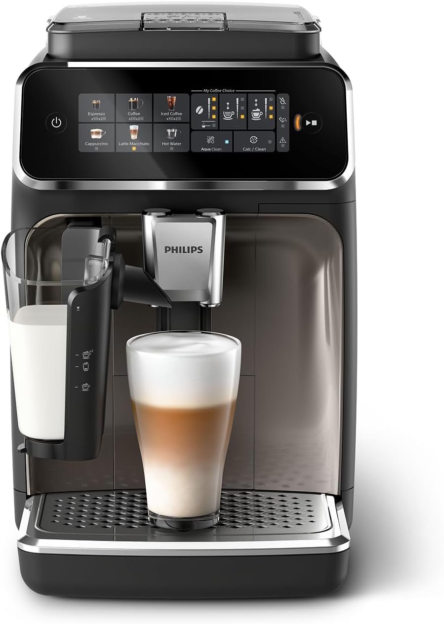 Philips Série 2200 Machine Expresso Automatique - 2 Boissons, Mousseur à Lait Classique, Écran Tactile, Broyeur Céramique, Aroma Seal, Noir Mat (EP2220/10)