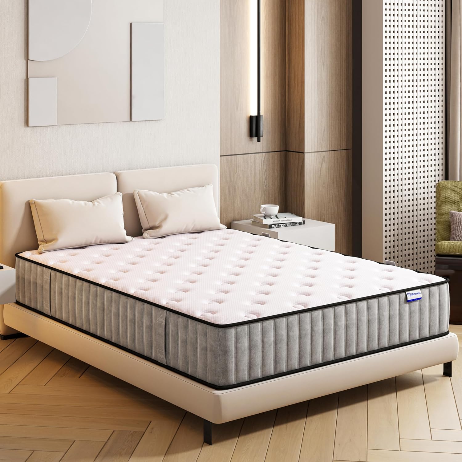Matoresu Matelas 140x200 Hauteur 25cm, Matelas Hybride à Ressorts Ensachés Indépendant en Mousse à Mémoire de Forme, Tissu Doux pour La Peau&Soutien Confortable, Matelas 2 Personnes Moyenne Ferme