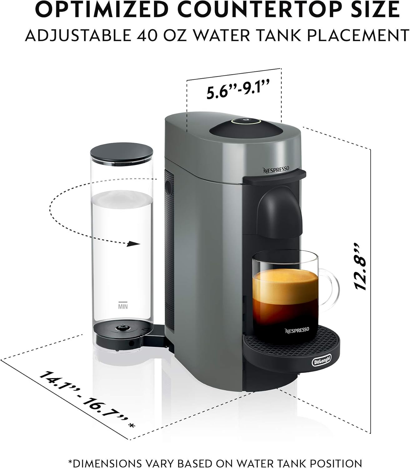 Nespresso Vertuo Plus Coffee and Espresso Maker By De'Longhi, Ink Black