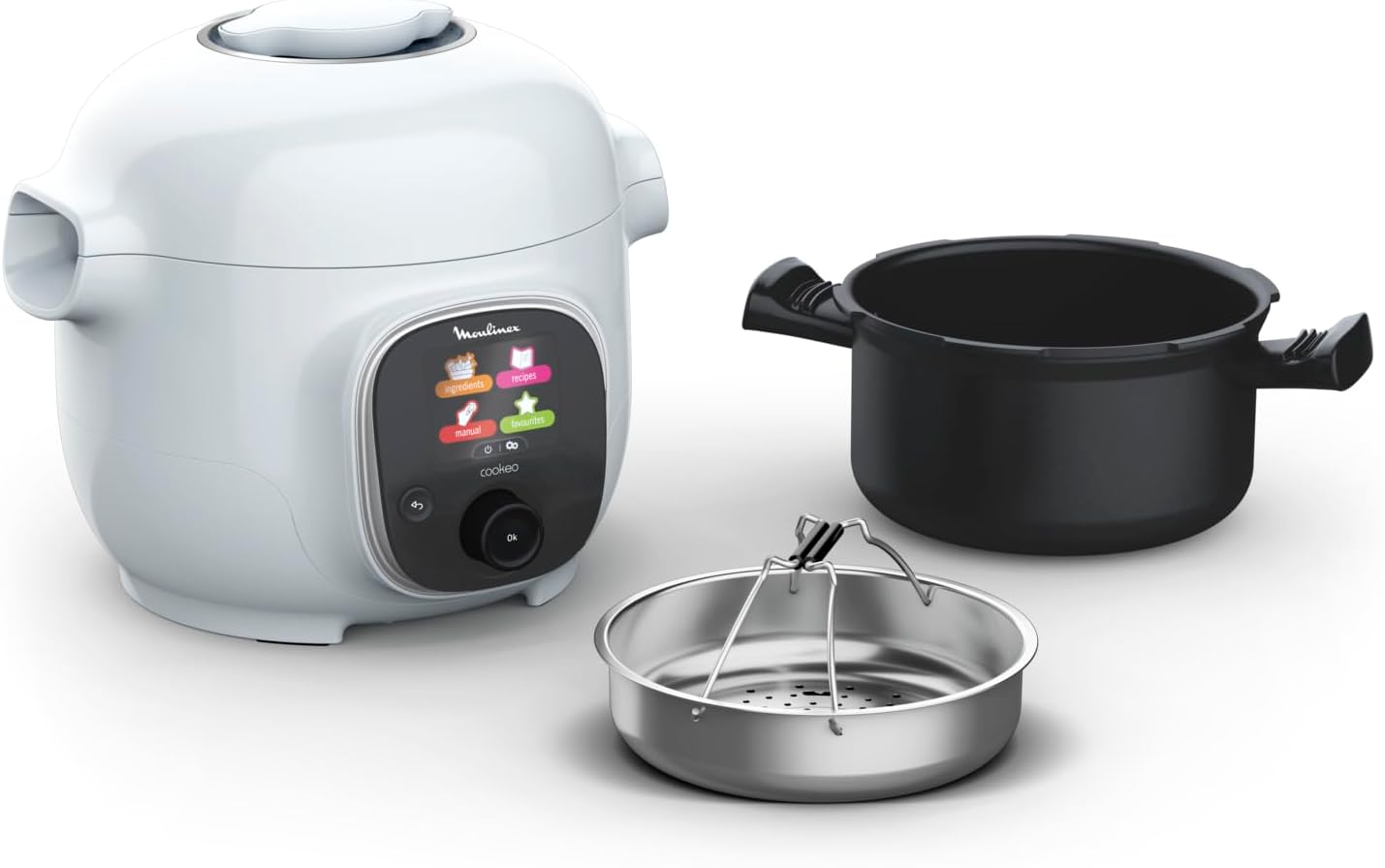 Moulinex Cookeo Mini Smart High Pressure Multicooker, 3L, 2 People, 150 Built-in Recipes, Unattended Cooking, Step-by-Step Guide, Compact, Moulinex App CE880410