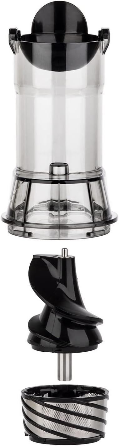 Extracteur de Jus de Fruits et Légumes vertical GSX24 H.Koenig Centrifugeuse Vitamin + sans BPA - 82 mm Large Bouche - 3 tamis pour jus fin ou épais et sorbet - Pression douce - 50 tours 400 W