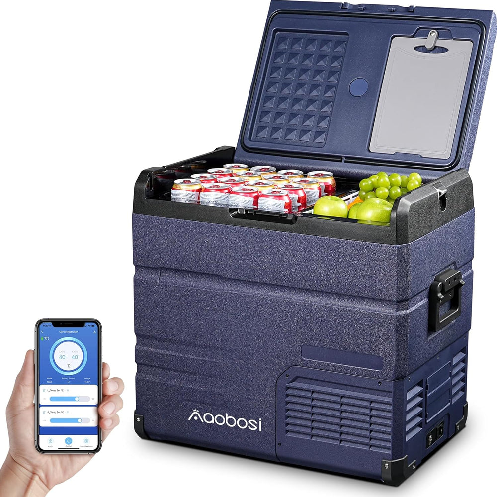 AAOBOSI 46 L Glaciere a Compression, Glaciere Electrique Double Zone, 12 V/24 V et 100-240 V Frigo Camping, -20 ℃ à 20 ℃, pour Voiture, Camion, Bateau, Camping-Car