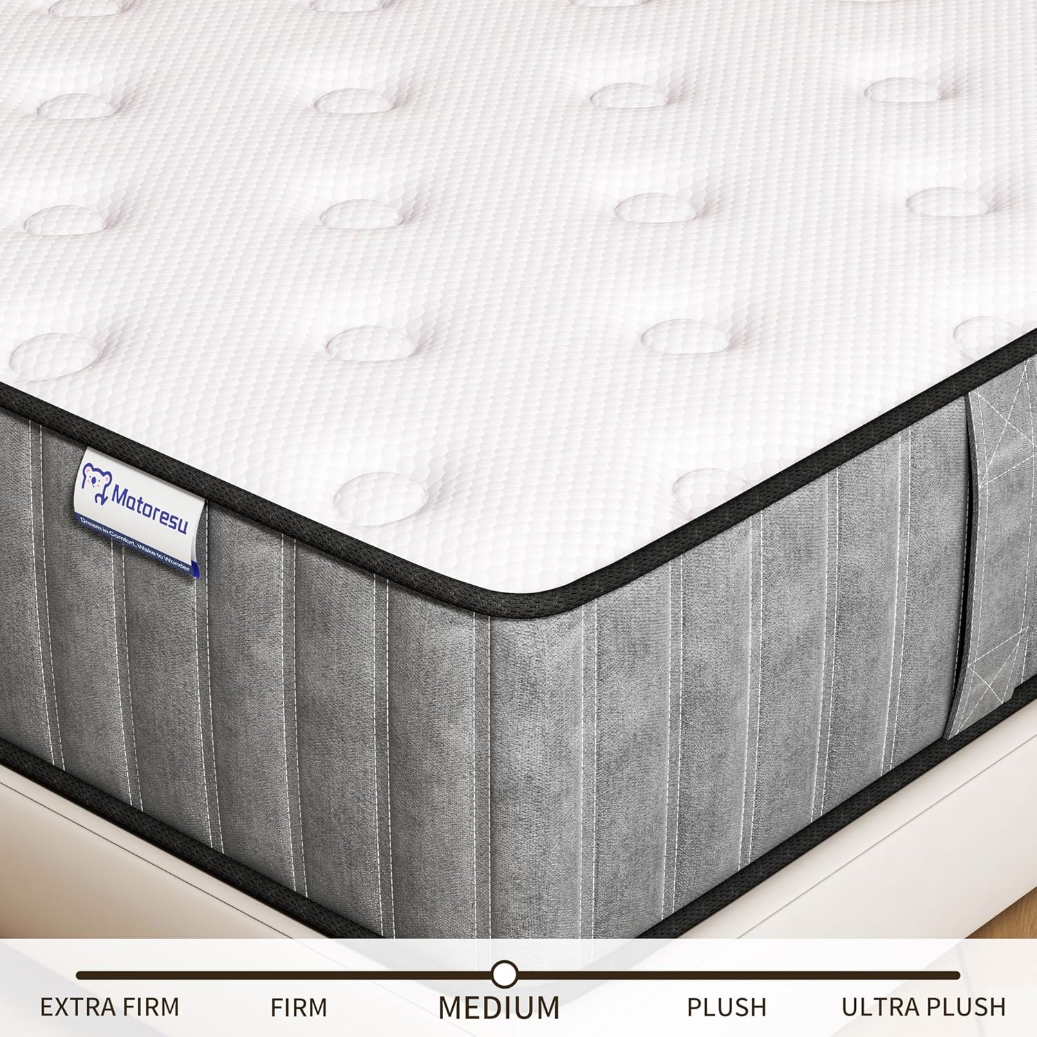 Matoresu Double Mattress 160 x 190 cm Memory Foam Height 25 cm Medium Rigid H3 Ergonomic 7 Zone Cold Foam Comfortable Breathable Fabric Cover