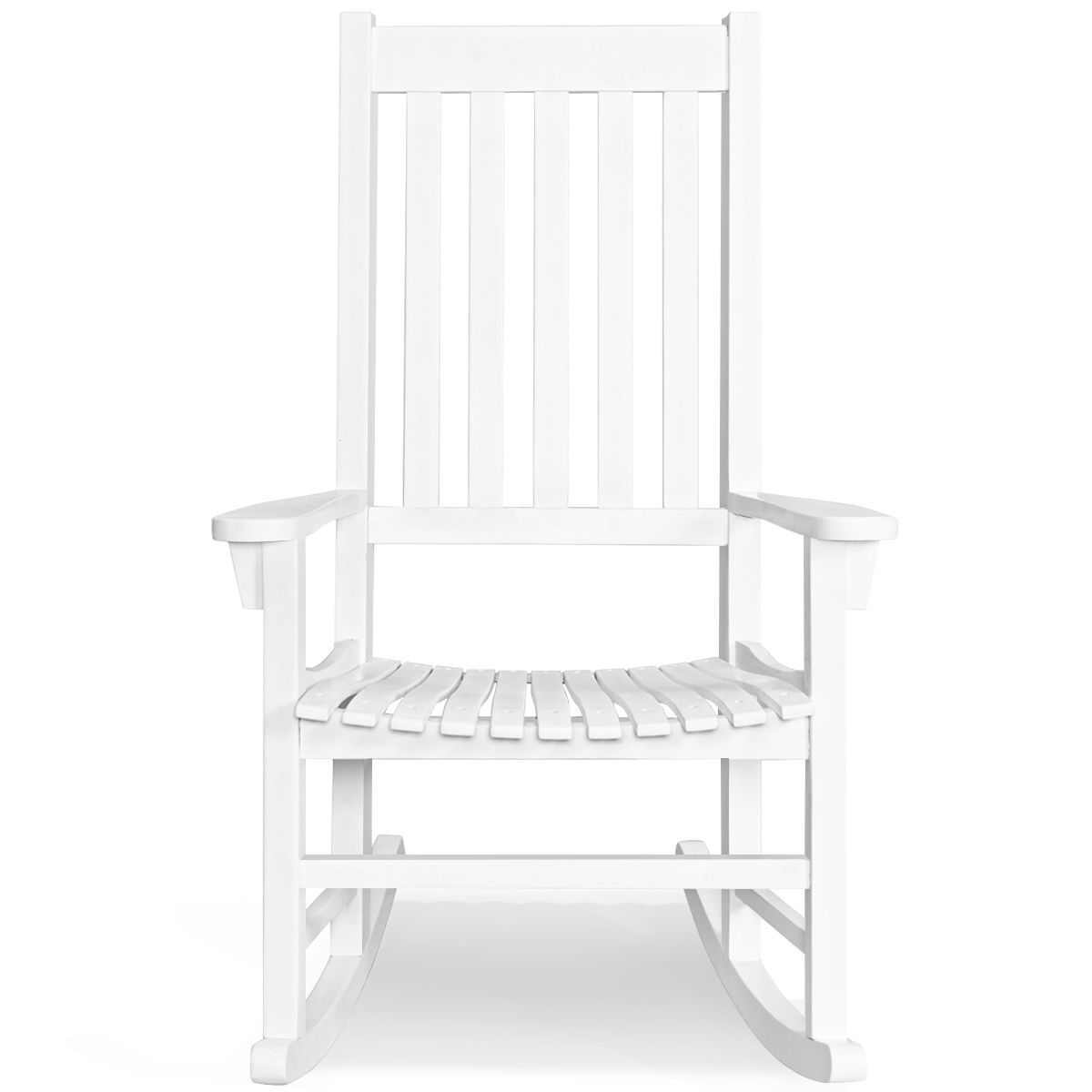 Fauteuil à Bascule en Bois d'Acacia Chaise Berçante pour Jardin Pelouse Balcon Blanc -