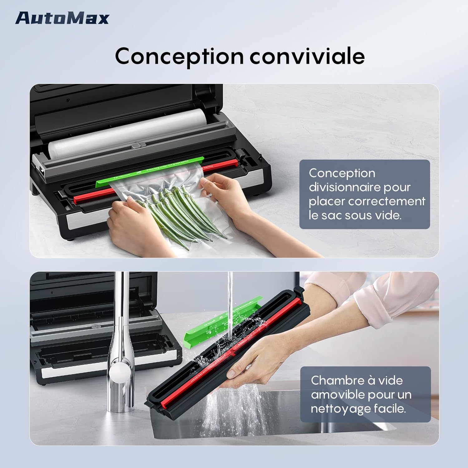 FRESKO Automatic Vacuum Sealer Machine, 140 Watts, Hands-Free Vacuum Machine, Dry/Wet Detection, 2 Roll Bag, Built-in Cutter and Bag Storage (AutoMax V8)