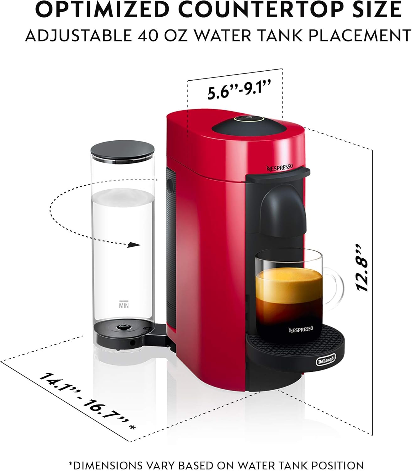 Nespresso Vertuo Plus Coffee and Espresso Maker By De'Longhi, Ink Black