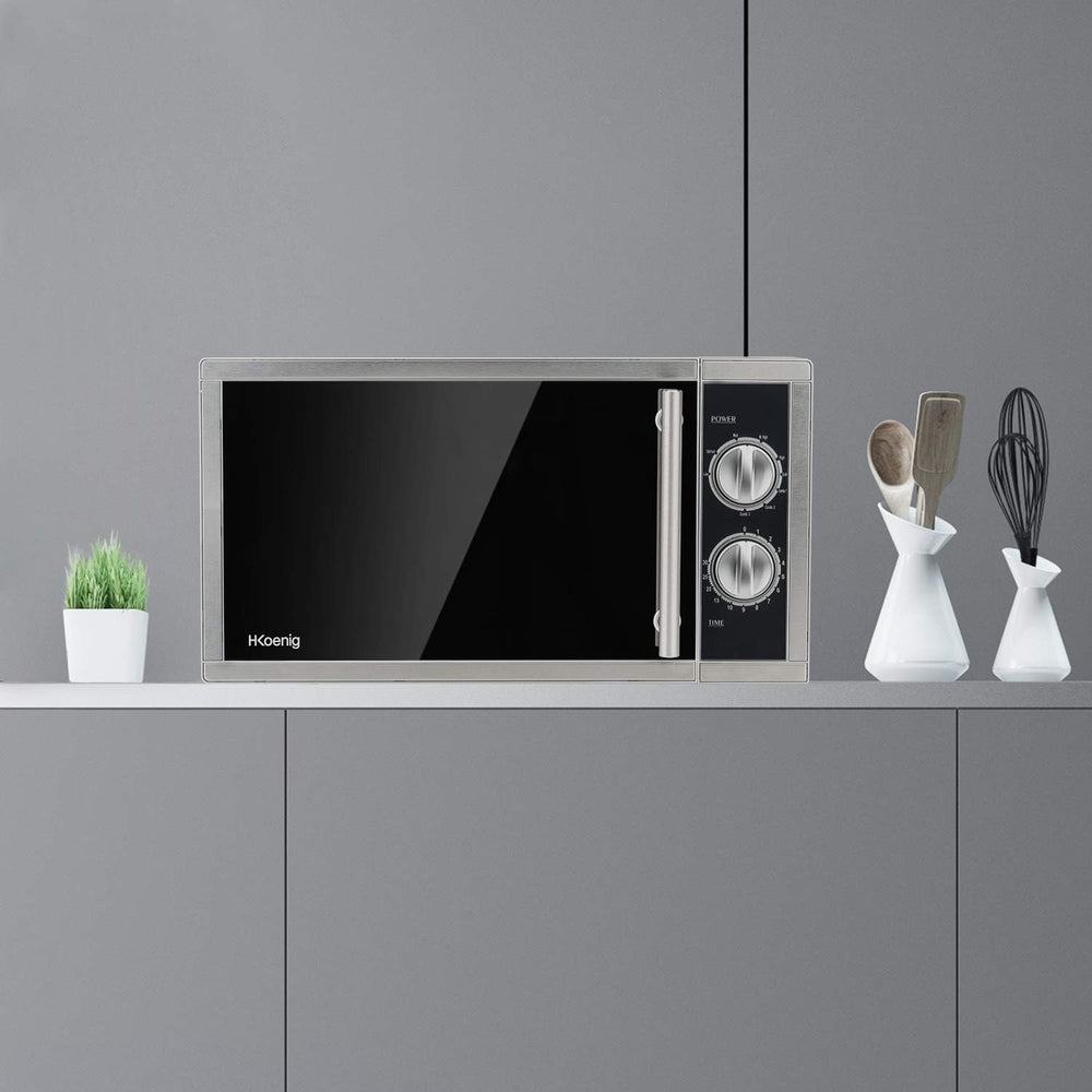 H.Koenig Compact Design Microwave 20L VIO4, Powerful 700W, Turntable 24.5 cm, Multifunction 5 Heating Levels and Defrost Function, Timer up to 30 min, Fast, Worktop
