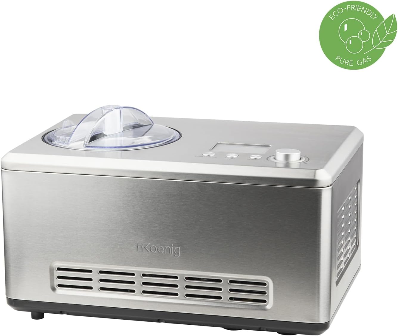 H.Koenig Sorbetière Turbine à Glace Professionnelle HF180, Machine à Glace Electrique 1L, 135 W, Réfrigérante & Maintien du Froid - Sorbet et Crème Glacée