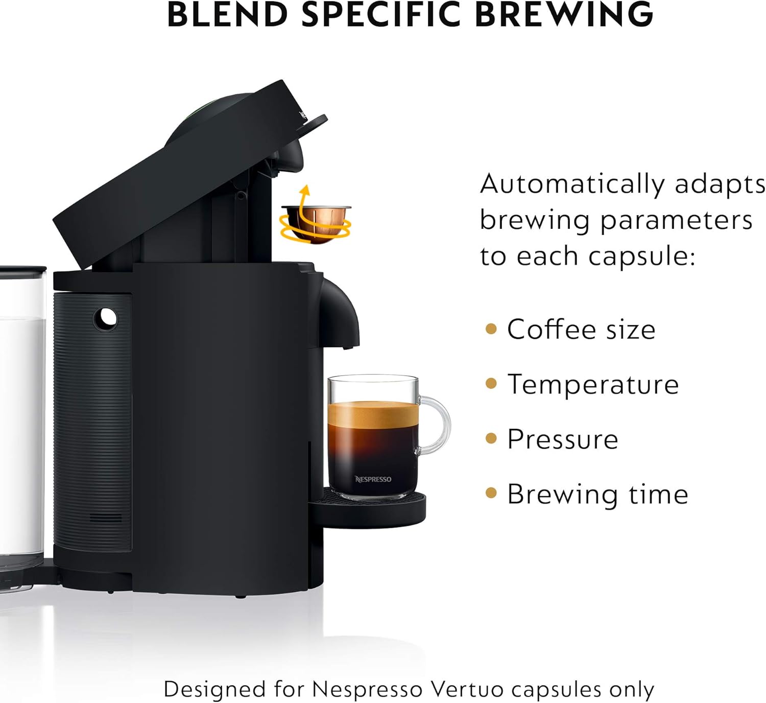 Nespresso Vertuo Plus Coffee and Espresso Maker By De'Longhi, Ink Black