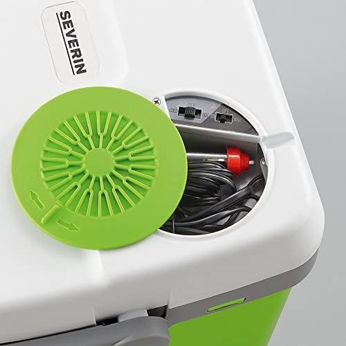 SEVERIN KB 2922 Electric Cooler (19 L) with Cooling and Keep Warm Function, Car Cooler with 2 Connections (Power Supply and Cigarette Lighter), Cool Box Green/Grey