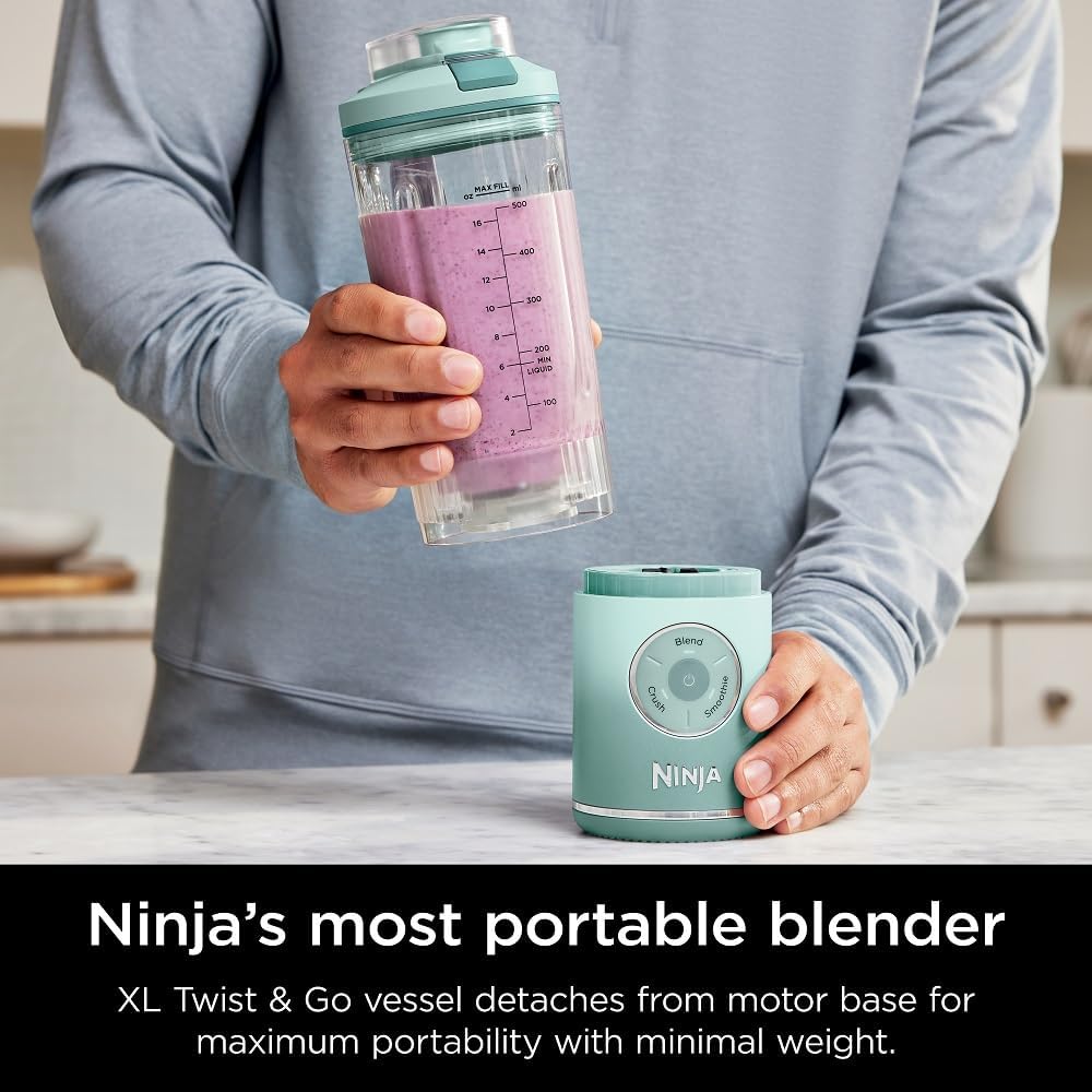 Ninja Blast Max, Portable Blender + Twist & Go, Personal Smoothie, Blend, Ice Crush, 3 Programs, Cordless, 22 oz removable Vessel, Dishwasher Safe, Leakproof, Navy, BC251NV