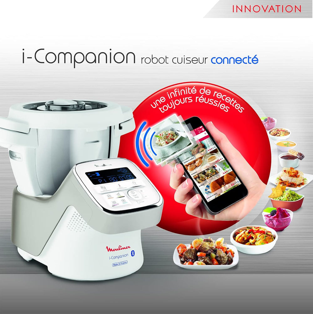 Moulinex i-Companion XL Edition Pâtisserie, 1550 W, Recettes illimitées, Température entre 30° et 150°, Capacité utile 3 L (10 pers), 12 accessoires dont 6 de pâtisserie, Fabriqué en France HF90E700