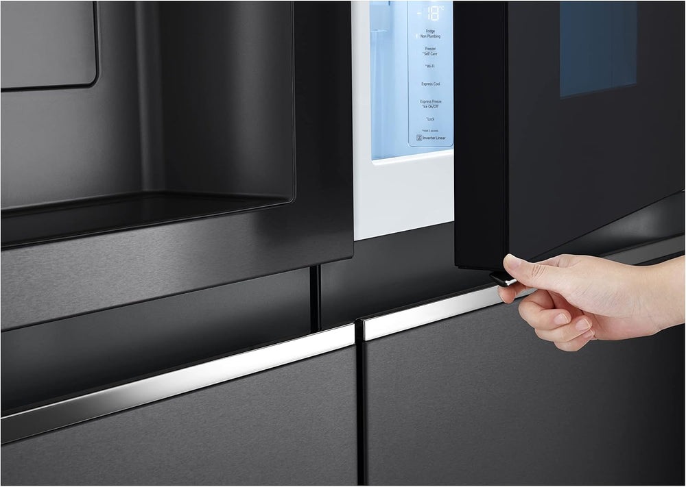 LG GSXV91MCAF Réfrigérateur combiné - Side by Side, 635L, InstaView, Total No-Frost, Compartiment congélation, Distributeur d'eau et glace UVnano, Compresseur Inverter Linear, Wi-Fi, Noir, Classe F