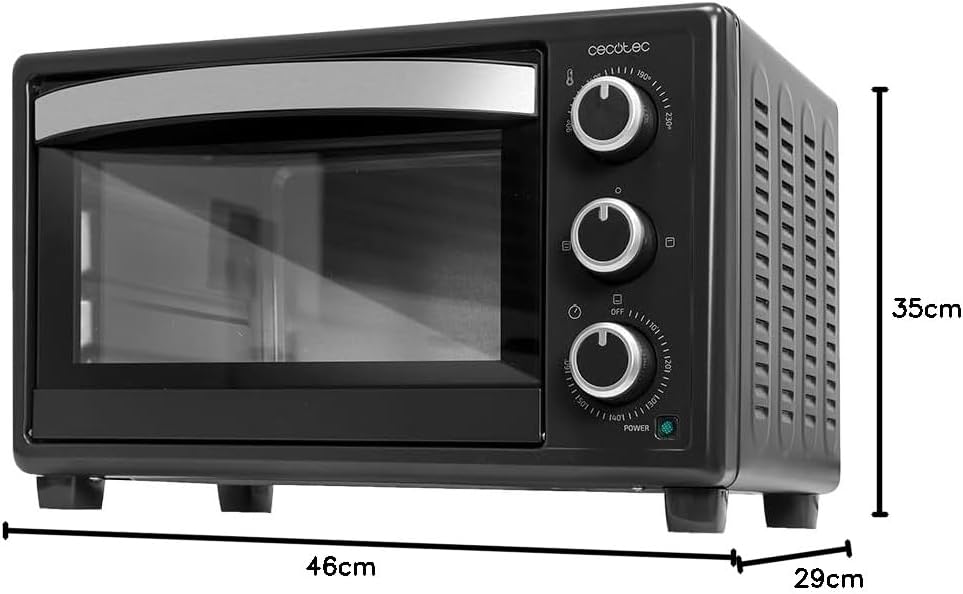 Cecotec Bake&Toast 4600 Black Gyro Countertop Oven, 46 L, 2000 W, 12 Combinable Heating Functions, Includes Rotating Spindle, Crumb Catcher Tray.